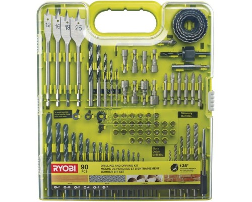 Набір свердл і біт Ryobi RAKDD90, 90 шт (5132004665)
