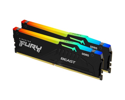Модуль пам'яті для комп'ютера DDR5 64GB (2x32GB) 4800 MHz FURY Beast RGB Kingston Fury (ex.HyperX) (KF548C38BBAK2-64)
