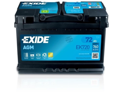 Акумулятор автомобільний EXIDE START-STOP AGM 72Ah 760EN (EK720)