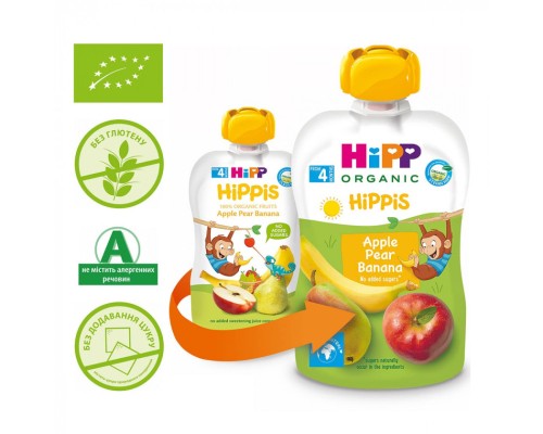 Дитяче пюре HiPP Яблуко Груша Банан 100г (9062300433743)