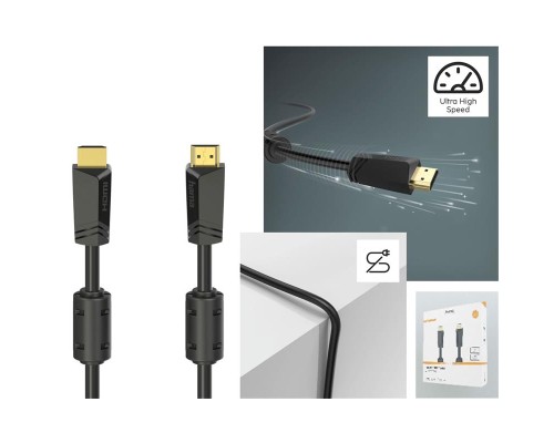 Кабель мультимедійний HDMI to HDMI 10.0m 4K Ethernet Gold Black Hama (00205009)
