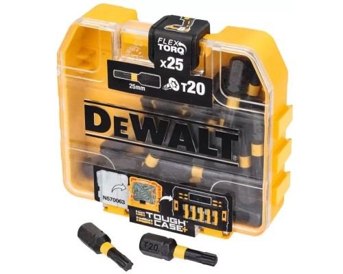 Набір біт DeWALT EXTREME FLEXTORQ, Torx, T20, L = 25 мм, 25 шт, кейс TOUGH CASE (DT70557T)