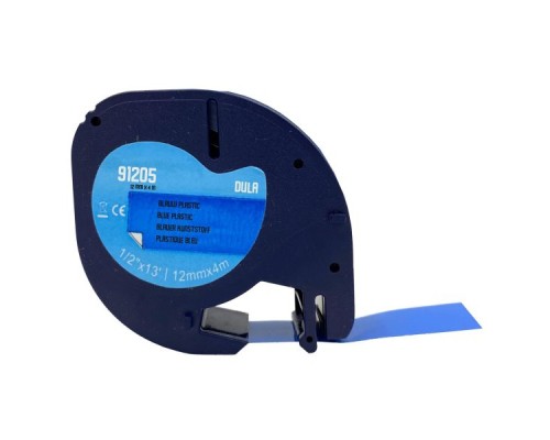 Стрічка для принтера етикеток UKRMARK D-91205-BK/BL, сумісна з DYMO 91205/S0721650, для серії LT. 12мм х 4м. black on синьому (900445)