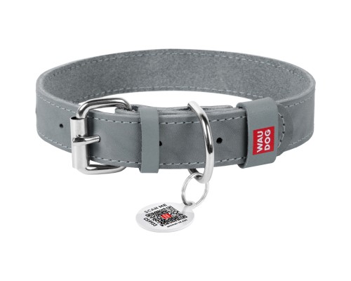 Нашийник для тварин WAUDOG Classic шкіряний 25 мм х 38-49 см сірий (021811)