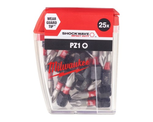 Набір біт Milwaukee SHOCKWAVE, PZ1, 25мм, 25шт (4932430861)