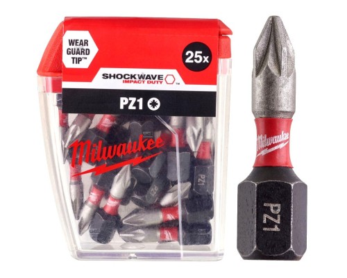 Набір біт Milwaukee SHOCKWAVE, PZ1, 25мм, 25шт (4932430861)