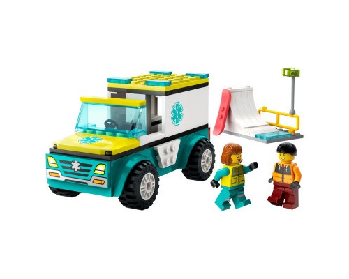 Конструктор LEGO City Карета швидкої допомоги й сноубордист 79 деталей (60403)