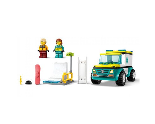 Конструктор LEGO City Карета швидкої допомоги й сноубордист 79 деталей (60403)