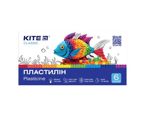 Пластилін Kite Classic восковий 6 кольорів, 120 г (K-081)