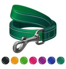 Повідок для собак WAUDOG Nylon Mono, світловідбивний S зелений (521718)