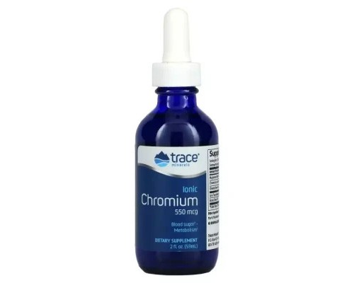 Мінерали Trace Minerals Хром Іонний у краплях, 550 мкг, Ionic Chromium, 59 мл (TMR-00015)