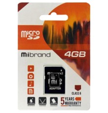 Карта пам'яті Mibrand 4GB mircroSD class 6 (MICDC6/4GB-A)