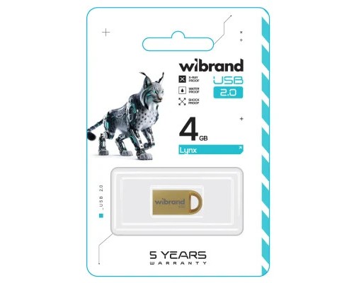 USB флеш накопичувач Wibrand 4GB lynx Gold USB 2.0 (WI2.0/LY4M2G) 