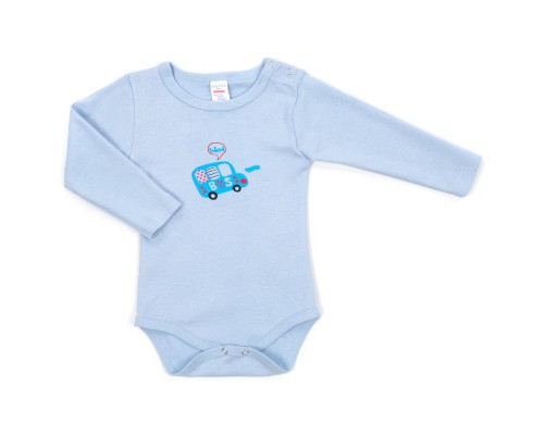 Боді дитяче Breeze з довгим рукавом з автобусом (1027-98-blue1)