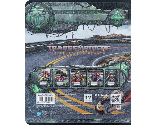 Зошит Kite Transformers 12 аркушів, клітинка (TF24-232)