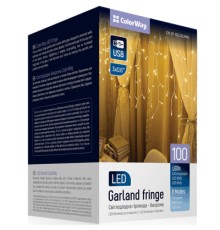 Гірлянда ColorWay Бахрома 3 м x 0.6 м 100 Led IP20 теплий колір USB (CW-GF-100L36UWW)