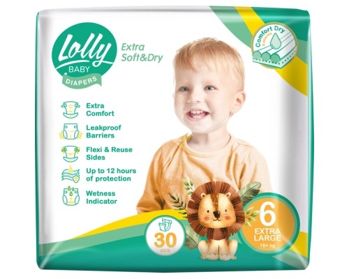 Підгузки Lolly Soft Extra Large 6 16+ кг 30 шт (4820174981280)
