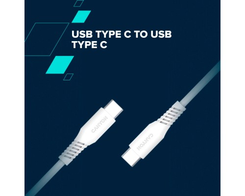 Дата кабель USB-C to USB-C 2.0m CC100SC 100W 2m White Canyon (CNS-CC100SC20W)