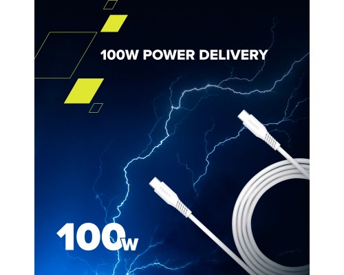 Дата кабель USB-C to USB-C 2.0m CC100SC 100W 2m White Canyon (CNS-CC100SC20W)