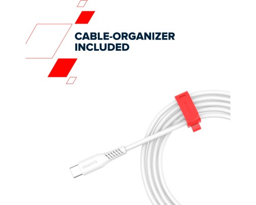 Дата кабель USB-C to USB-C 2.0m CC100SC 100W 2m White Canyon (CNS-CC100SC20W)
