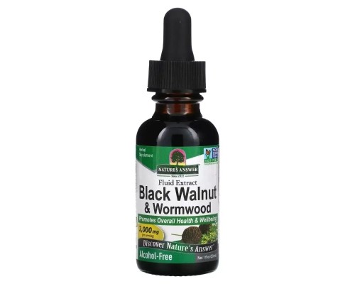 Трави Nature's Answer Чорний горіх та полин у краплях, без спирту, 2000 мг, Black Walnut (NTA-00801)