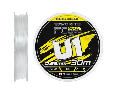 Флюорокарбон Favorite U1 FC 30m 16/0.66mm 59.2lb/26.87kg (1693.12.24)