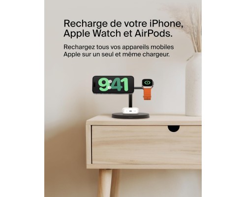 Зарядний пристрій Belkin 3in1 Magnetic Pad Qi2 15W Black (WIZ032KQBK)