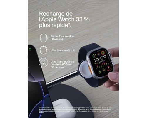 Зарядний пристрій Belkin 3in1 Magnetic Pad Qi2 15W Black (WIZ032KQBK)