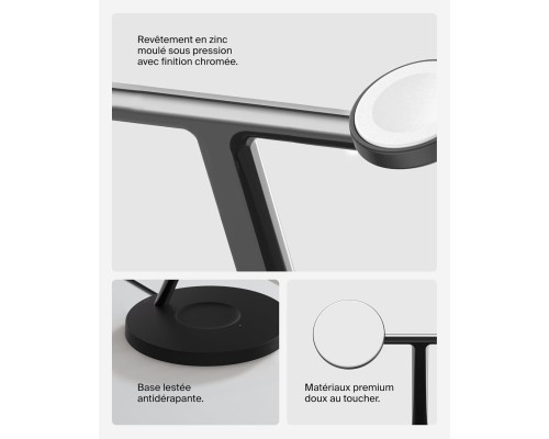 Зарядний пристрій Belkin 3in1 Magnetic Pad Qi2 15W Black (WIZ032KQBK)