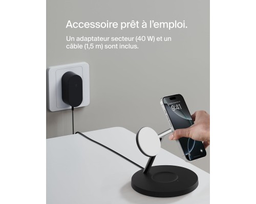 Зарядний пристрій Belkin 3in1 Magnetic Pad Qi2 15W Black (WIZ032KQBK)