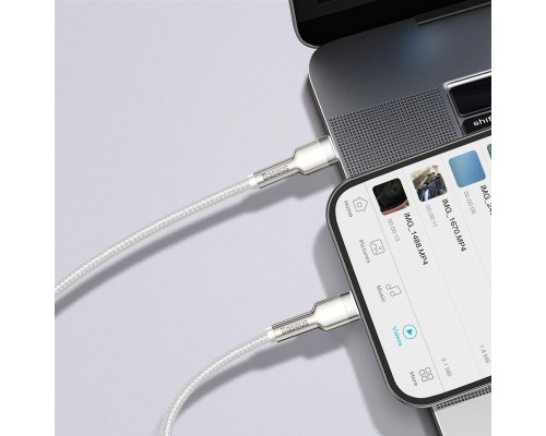 Дата кабель USB-C to Lightning 2.0m Cafule Metal PD 20W white Baseus (CATLJK-B02)