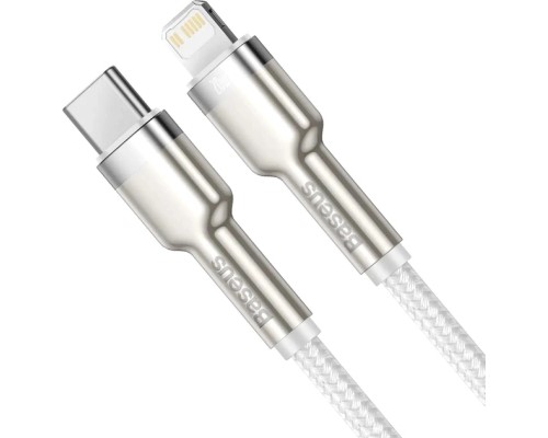 Дата кабель USB-C to Lightning 2.0m Cafule Metal PD 20W white Baseus (CATLJK-B02)