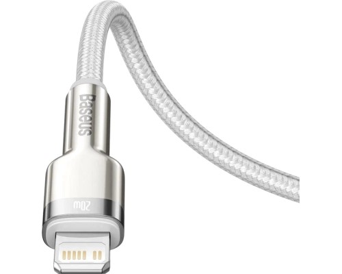 Дата кабель USB-C to Lightning 2.0m Cafule Metal PD 20W white Baseus (CATLJK-B02)