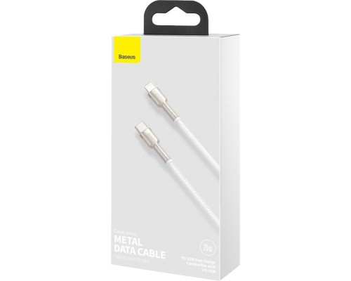 Дата кабель USB-C to Lightning 2.0m Cafule Metal PD 20W white Baseus (CATLJK-B02)