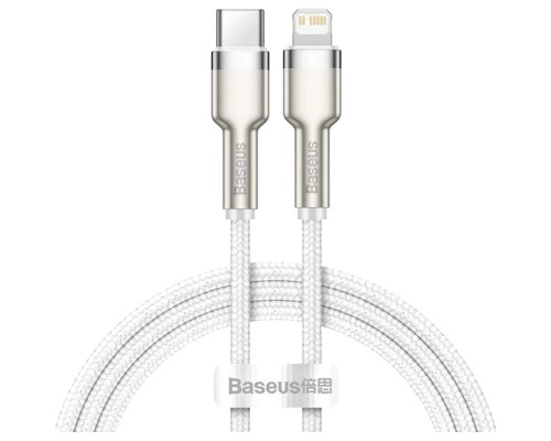 Дата кабель USB-C to Lightning 2.0m Cafule Metal PD 20W white Baseus (CATLJK-B02)