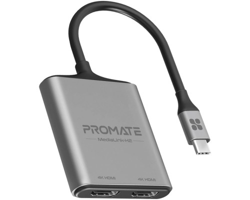 Перехідник USB-C to 2xHDMI 4K Promate (medialink-h2.grey)