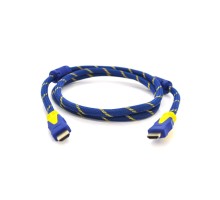 Кабель мультимедійний HDMI M to HDMI M 5.0m V1.4 blue yellow Merlion (YT-HDMI(M)/(M)NY/BL-5.0m)