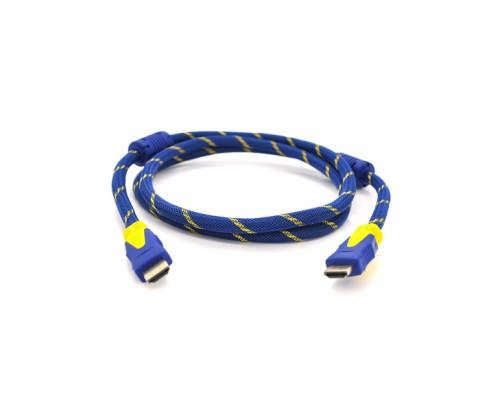 Кабель мультимедійний HDMI M to HDMI M 5.0m V1.4 blue yellow Merlion (YT-HDMI(M)/(M)NY/BL-5.0m)