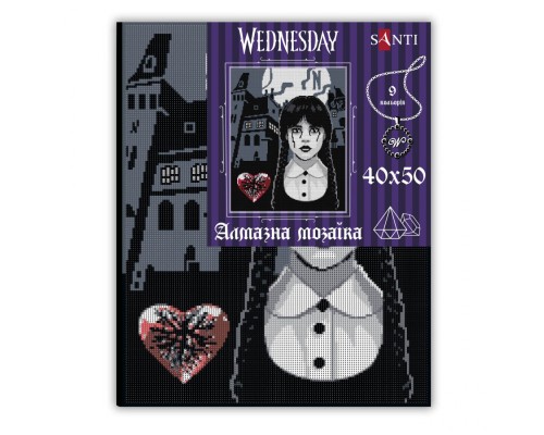 Картина по номерам Santi Wednesday Secrets of Nevermore 40х50 см, алмазна мозаїка (955322)
