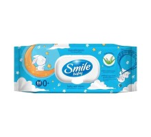 Дитячі вологі серветки Smile baby з алоє, з клапаном, 84 шт (4823071646863)