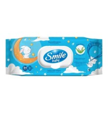 Дитячі вологі серветки Smile baby з алоє, з клапаном, 84 шт (4823071646863)