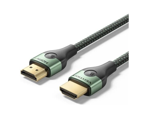 Кабель мультимедійний Cotton Braided Ultra Thin HDMI-A Male to Male HD Cable 8K 1.5M Green Aluminum Alloy Type VENTION (ALOGG)