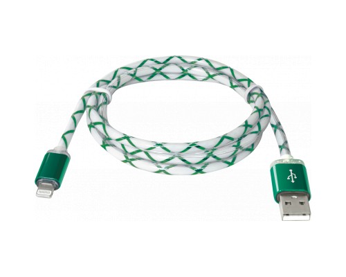 Дата кабель USB 2.0 AM to Lightning 1.0m ACH03-03LT GreenLED backlight Defender (87553)