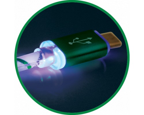 Дата кабель USB 2.0 AM to Lightning 1.0m ACH03-03LT GreenLED backlight Defender (87553)