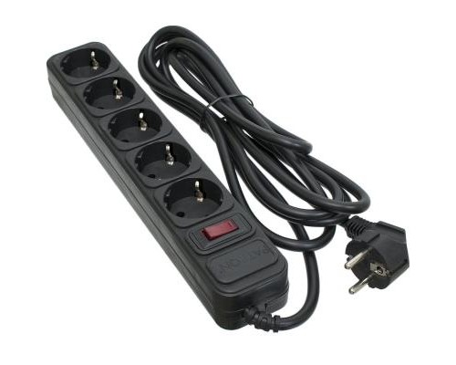 Мережевий фільтр живлення Patron 3.0 m3*1.5mm2 (SP-1653) 5 розеток BLACK (EXT-PN-SP-1653)