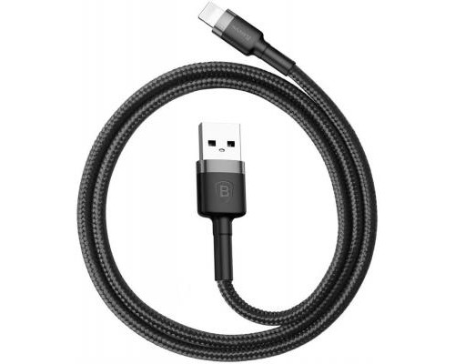 Дата кабель USB 2.0 AM to Lightning 2.0m Cafule 1.5A gray+black Baseus (CALKLF-CG1)