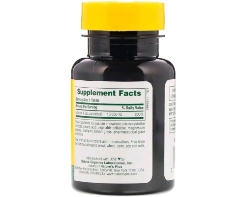 Вітамін Natures Plus Вітамін А, Vitamin A, Nature's Plus, 10,000 МЕ, 90 таблеток (NAP-00981) Вітамін Natures Plus Вітамін А, Vitamin A, Nature's Plus, 10,000 МЕ, 90 таблеток (NAP-00981)