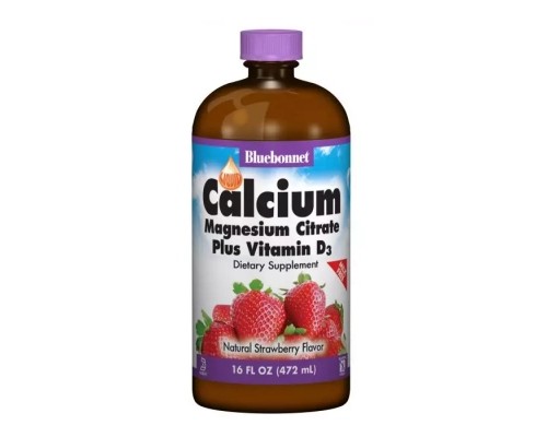 Вітамінно-мінеральний комплекс Bluebonnet Nutrition Рідкий Кальцій Цитрат Магнію + Вітамін D3, Смак Полуниці (BLB-00692)