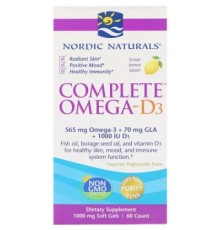 Жирні кислоти Nordic Naturals Комплекс Омега-D3, Лимон, 1000 мг, 60 гелевих капсул (NOR01778)