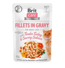 Вологий корм для кішок Brit Care Cat pouch 85 г (ніжна індичка та пікантний лосось у соусі) (8595602540501)